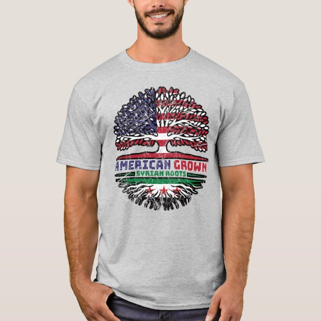 Amerikansk Uppväxt Med Syriska Rötter T Shirt (Framsida)