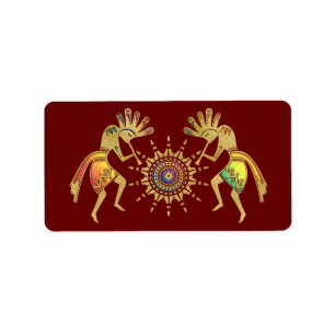 Amerikansk ursprungskultur - Sol Dancing Kokopelli Adressetikett