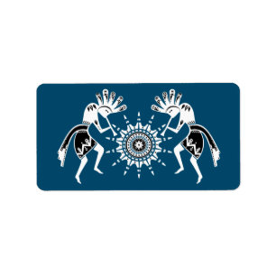 Amerikansk ursprungskultur - Sol Dancing Kokopelli Adressetikett