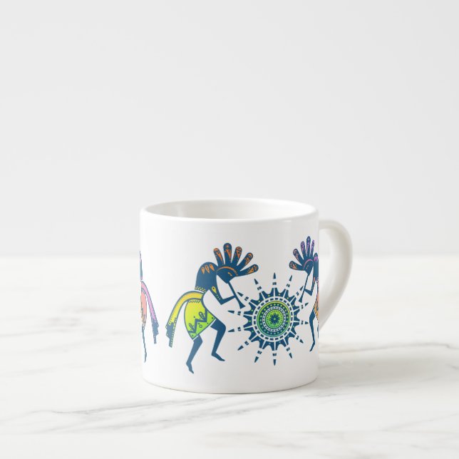 Amerikansk ursprungskultur - Sol Dancing Kokopelli Espressomugg (Framsida höger)