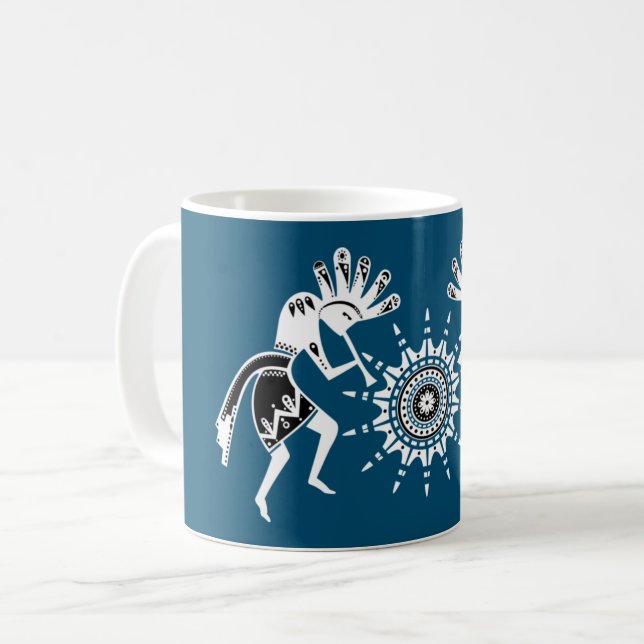 Amerikansk ursprungskultur - Sol Dancing Kokopelli Kaffemugg (Framsida vänster)