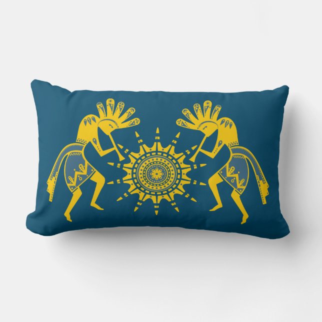 Amerikansk ursprungskultur - Sol Dancing Kokopelli Lumbarkudde (Framsida)