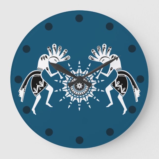 Amerikansk ursprungskultur - Sol Dancing Kokopelli Stor Klocka (Framsida)