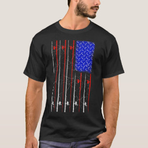Amerikansk Us Flagga Fiskespö Skjorta, Fiskare Top T Shirt