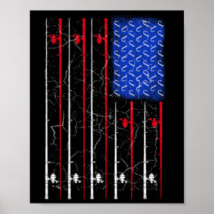 Amerikansk Us Flagga Fiskespö Toppen Poster