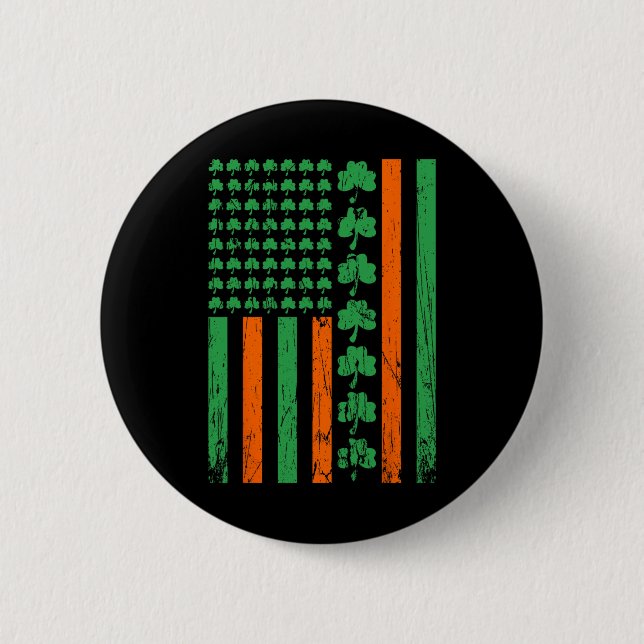 Amerikansk Us Flagga Klöver St Patricks Irländsk S Knapp (Framsida)