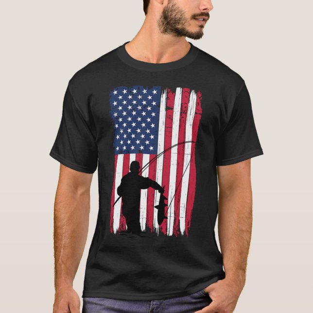 Amerikansk USA Fiskelock T Shirt (Framsida)