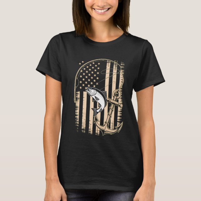 Amerikansk USA Fiskelock T Shirt (Framsida)