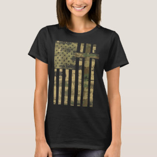 Amerikansk Usa Flagga Kamouflage Kristet Kors Patr T Shirt