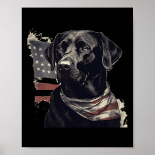 Amerikansk Usa Flagga Lab Ägare Svart Labrador Ret Poster