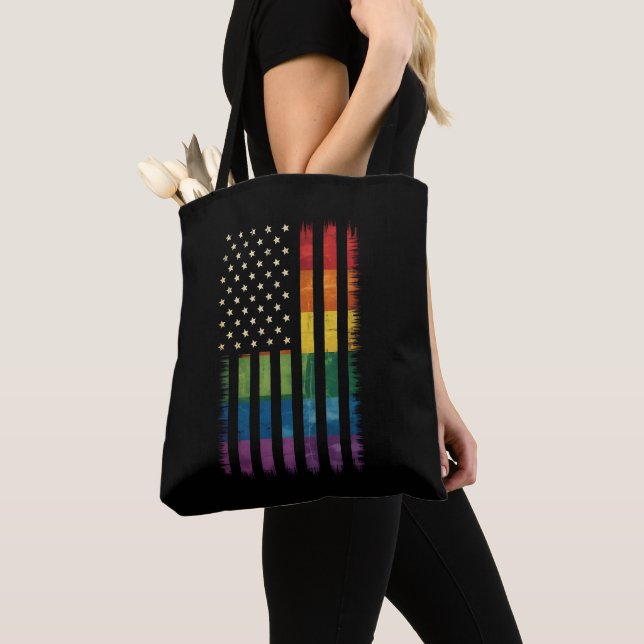 Amerikansk USA Flagga Regnbåge Stolthet Gay Lesbis Tygkasse (Närbild)