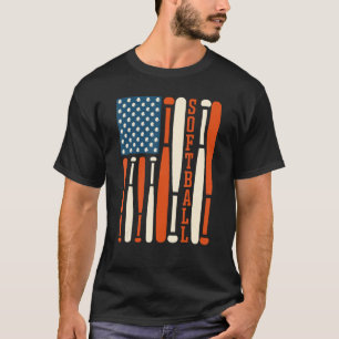 Amerikansk USA Flagga Softboll Bat Softboll Softbo T Shirt