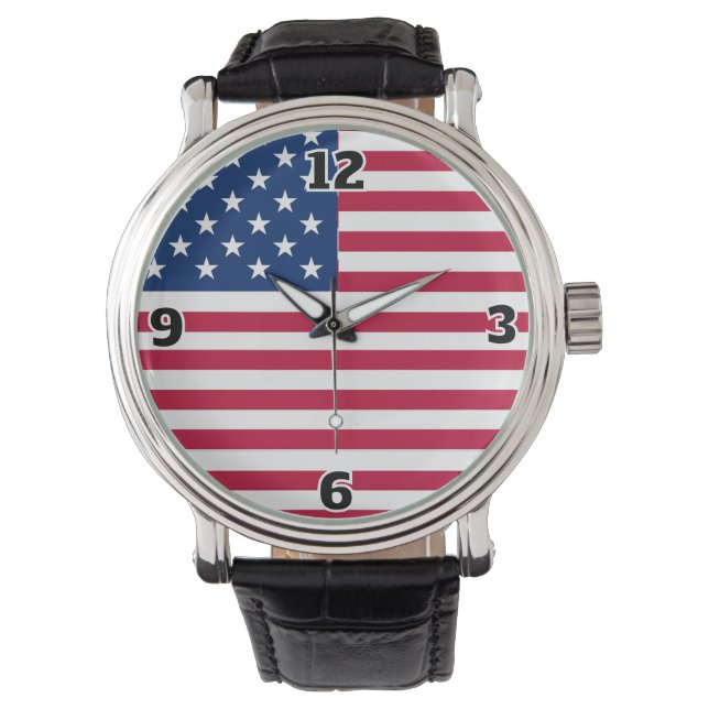 Amerikansk USA Flagga Stolthet Design Armbandsur (Framsida)
