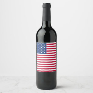 Amerikansk USA Flagga Stolthet Design Vinflaska Etikett