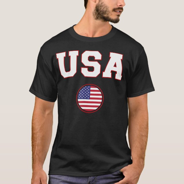 Amerikansk USA-flagga T Shirt (Framsida)