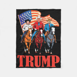 Amerikansk USA Flagga Team Trump Cowboy Ridande Hä Fleecefilt