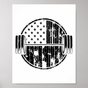 Amerikansk Usa Flagga Tyngdlyftning Vikt Tyngdlyft Poster