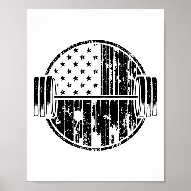 Amerikansk Usa Flagga Tyngdlyftning Vikt Tyngdlyft Poster (Framsidan)