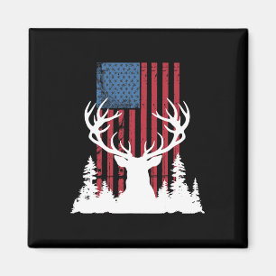 Amerikansk utomhusjakt på Silhouette i Skogen Magnet