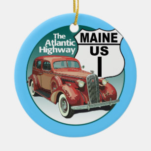 Amerikansk väg 1 - Atlantmotorvägen Julgransprydnad Keramik