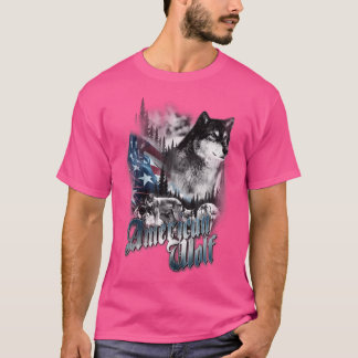 Amerikansk Varg Flagga 4:e juli Distress USA Patri T Shirt