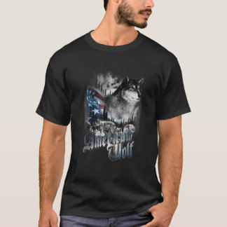 Amerikansk Varg Flagga 4 juli Distress USA Patrio T Shirt