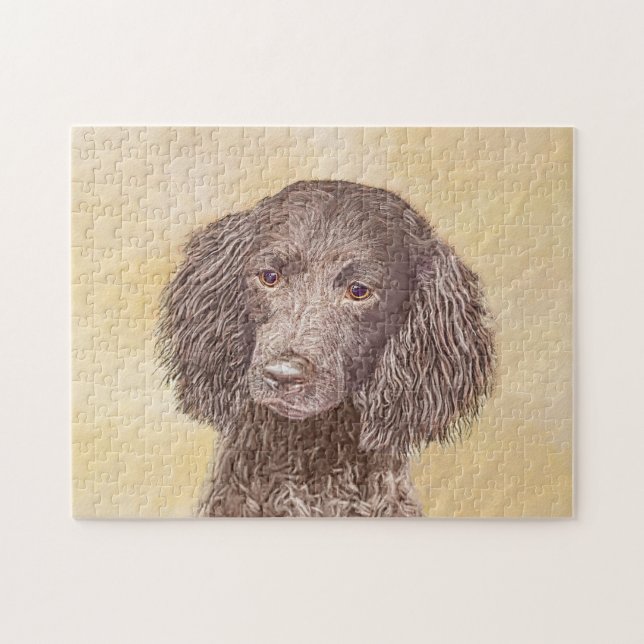 Amerikansk Vatten Spaniel Målning - Original Hund  Pussel (Horisontell)