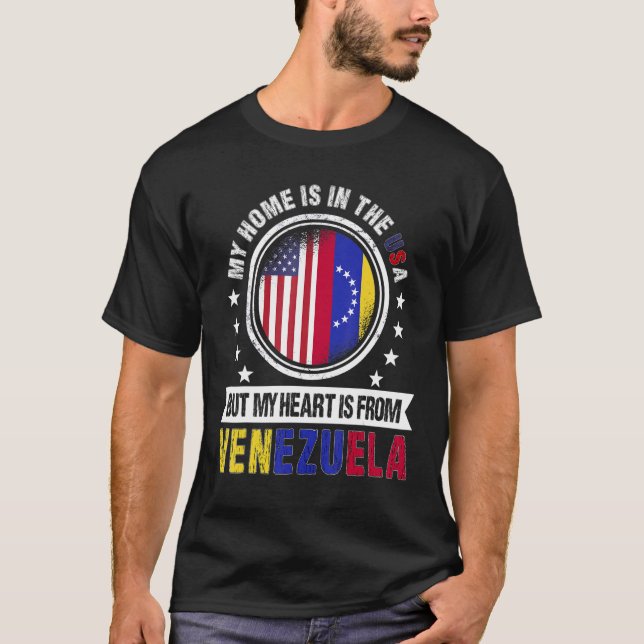 Amerikansk venezuelansk Flagga Heart Venezuela, am T Shirt (Framsida)