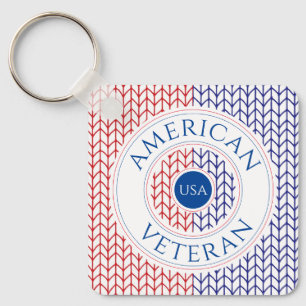 AMERIKANSK VETERAN Aluminium Nyckelring i Fyrkants