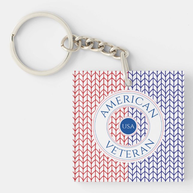 AMERIKANSK VETERAN Fyrkantig akrylnyckelring (Framsidan)
