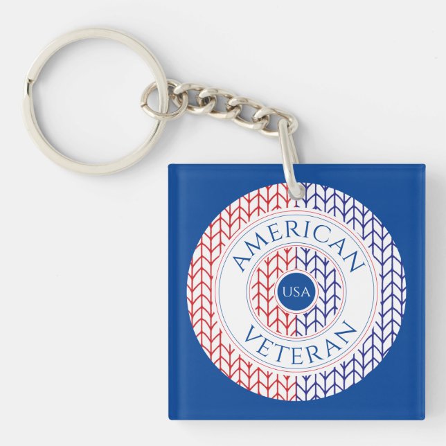 AMERIKANSK VETERAN Fyrkantig akrylnyckelring / Blå (Framsidan)