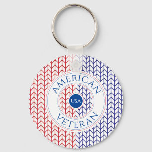 AMERIKANSK VETERAN Nyckelring i aluminiumcirkel