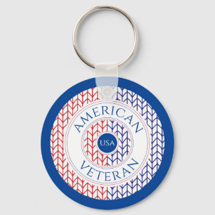 AMERIKANSK VETERAN Nyckelring i aluminiumcirkel / 
