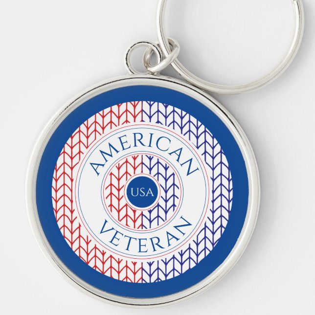 AMERIKANSK VETERAN Premium Nyckelring / Blå (Framsidan)