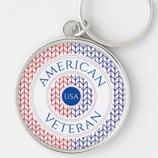 AMERIKANSK VETERAN Premium Nyckelring i rund form (Framsidan)