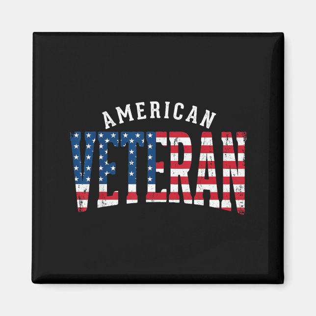 Amerikansk Veteran Usa Flagga Magnet (Framsidan)