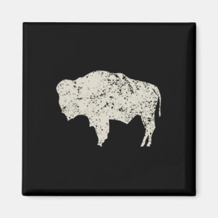 Amerikansk Vintage Buffalo Män Kvinnor Silhuett Kä Magnet
