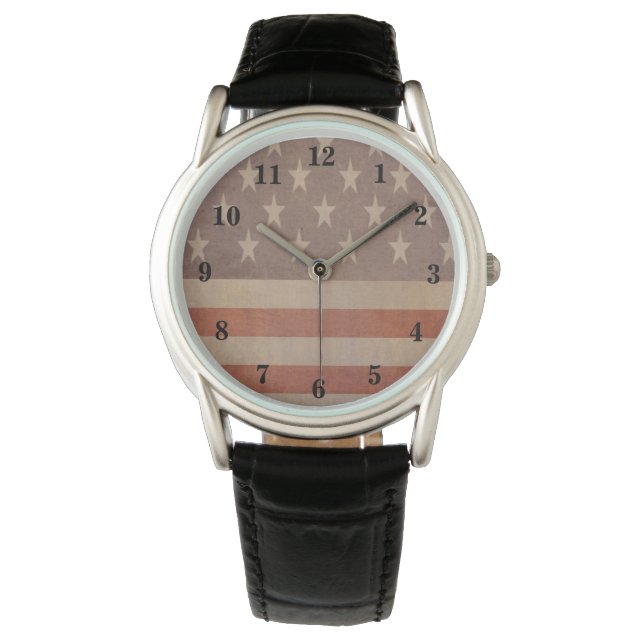 Amerikansk Vintage Flagga Armbandsur (Framsida)