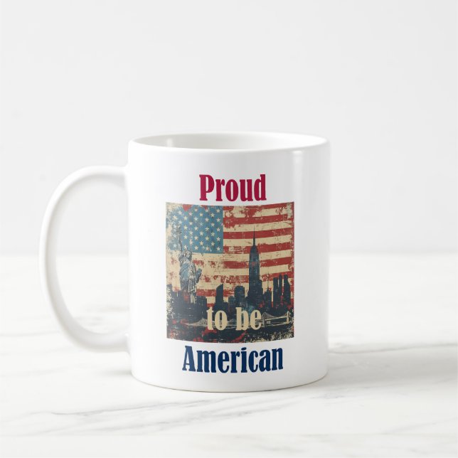 Amerikansk Vintage Patriotic Design Kaffemugg (Vänster)