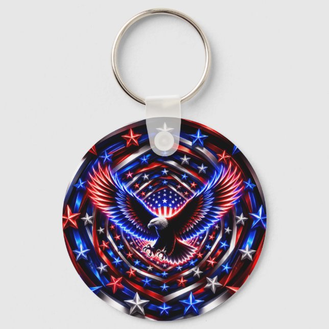 Amerikansk Vision Spiral – Patriotisk Örn Optisk I Nyckelring (Framsida)