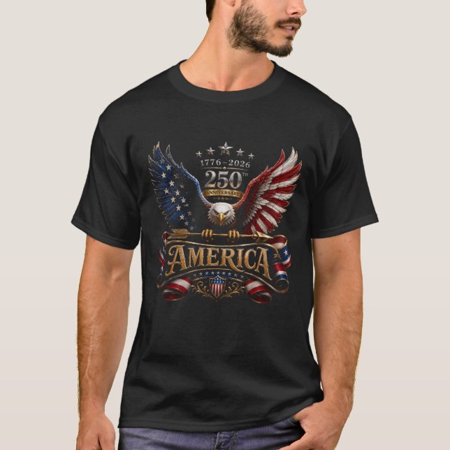 Amerikansk Vit Huvudörn 4:e Juli T Shirt (Framsida)