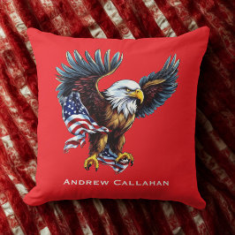 Amerikansk Vit Örn Patriotisk USA Flagga 4 Juli Kudde