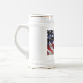 Amerikansk vit röd och blå vit/Guld 22 oz Stein Sejdel