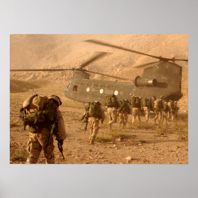 Amerikanska 10:e bergsdivisionens soldater i Afgha Poster (Framsidan)