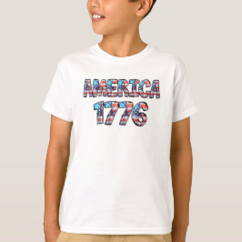 Amerikanska 1776-Flagga och Fireworks-barn T Shirt
