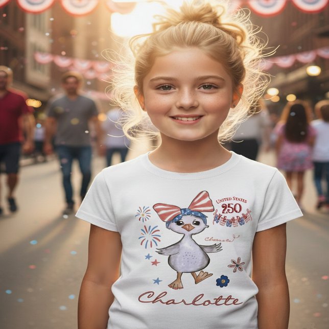 Amerikanska 250-årsdagen Kids Patriotic Fånig Goos T Shirt (US 250th Anniversary Kids Patriotic Silly Goose T-Shirt)