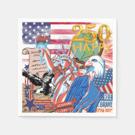 Amerikanska 250-årsfirande av självständighetsdage pappersservett