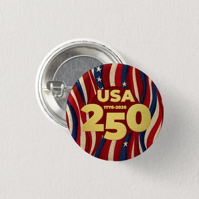 Amerikanska 250-årsjubileum 2026 knapp (Framsida & baksida)