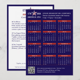Amerikanska 250 Patriotic Blue 2026-kalenderkort