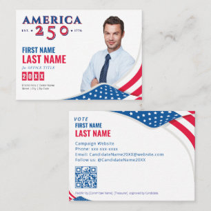Amerikanska 250 politiska val Kampanj Kandidat Visitkort